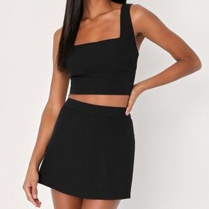 Lulus Divinely Sunny Black Sleeveless Two-piece Romper - Size XS